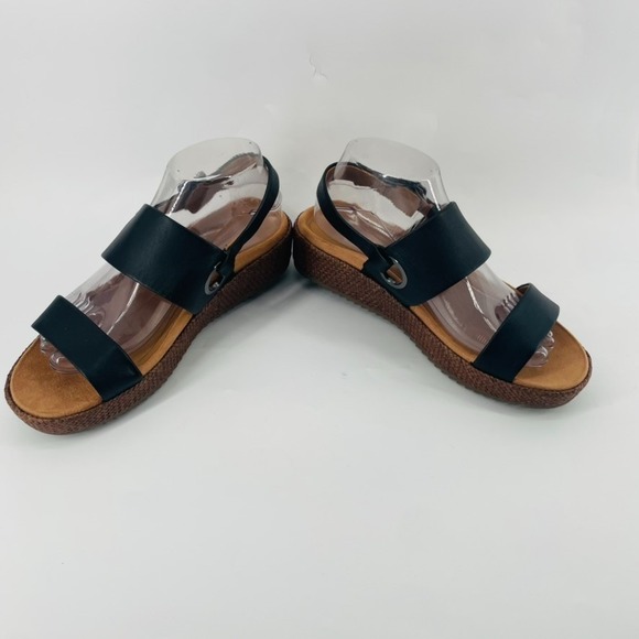 Vionic Sandals – Size 8.5 WIDE Women's Louise Raffia Black Leather Platform NEW - Picture 8 of 12